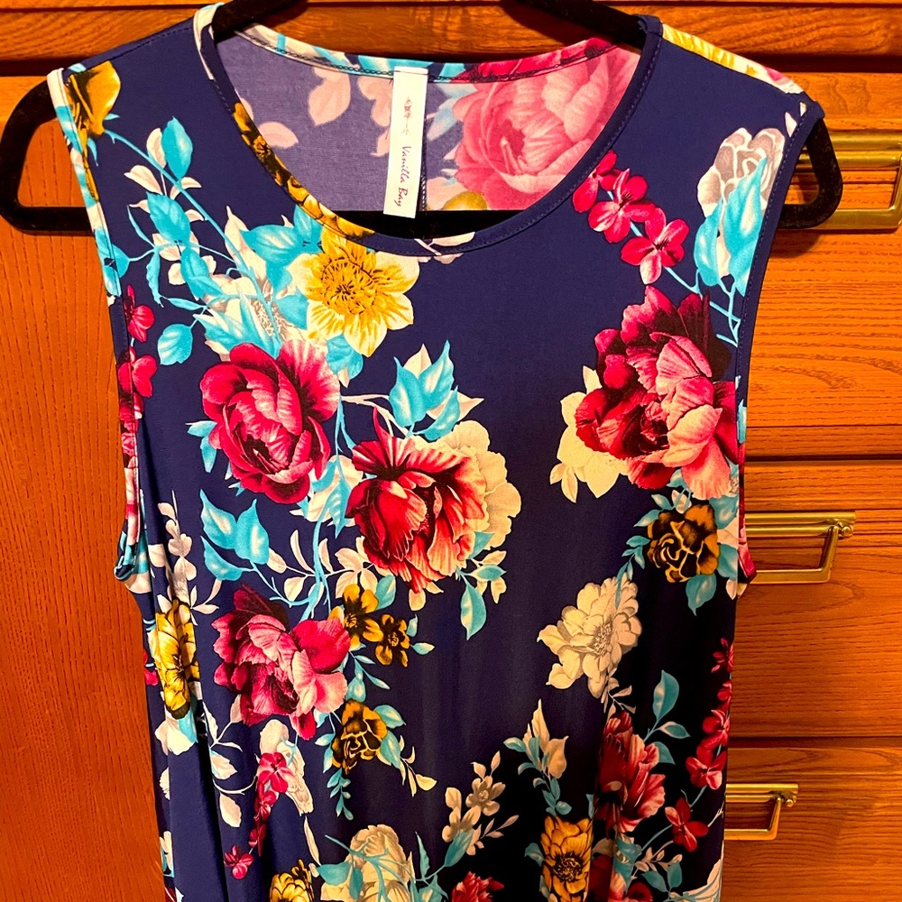 Boutique - Breezy nights floral navy tank dress